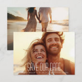 Modernes, einfaches gestricheltes Foto Save The Date (Vorne/Hinten)