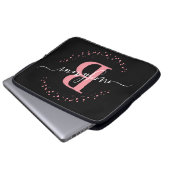 Modernes, einfaches Girl-Pink-Schwarz-Monogramm-Sk Laptopschutzhülle (Vorne Knopf)