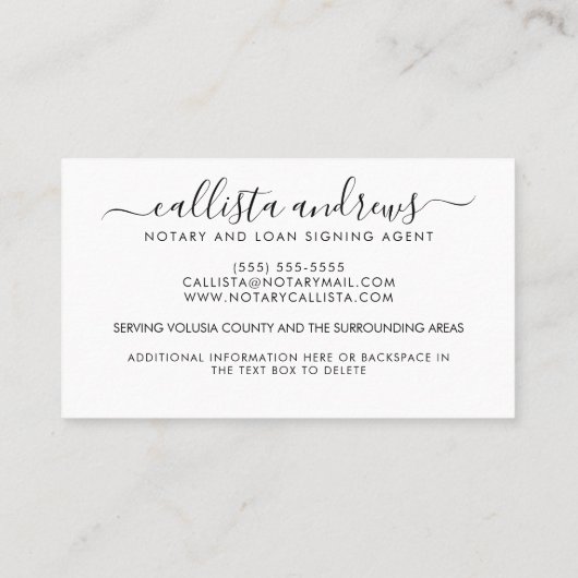 Modernes, einfaches Gold Black Fountain Pen Notar- Visitenkarte (Rückseite)