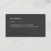 Modernes einfaches Gold Black Visitenkarte (Rückseite)