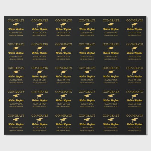 Modernes, einfaches Gold Cap Typografie Grad Party Geschenkpapier (Flach)