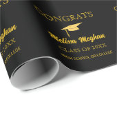 Modernes, einfaches Gold Cap Typografie Grad Party Geschenkpapier (Rolleneckpunkt)