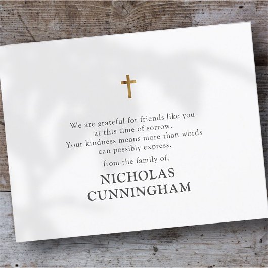 Modernes einfaches Gold Cross Dankeskarte