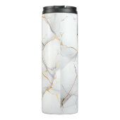 Modernes, einfaches Gold und weißes Marmor Thermosbecher (Rückseite)