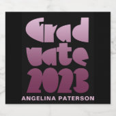 Modernes Einfaches Graduate 2023 Schwarz & Lila Schaumweinetikett (Einzelnes Label)