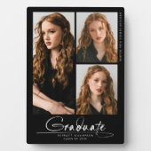 Modernes, einfaches Graduate 3 Foto Collage Script Fotoplatte (Vorderseite)