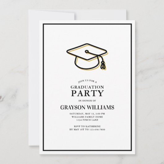 Modernes einfaches Graduiertensystem Cap Grad Part Einladung (Vorderseite)