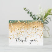 Modernes einfaches Green und Gold Sequence Script Dankeskarte (Stehend Vorderseite)