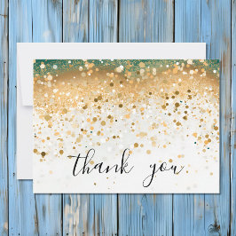 Modernes einfaches Green und Gold Sequence Script Dankeskarte