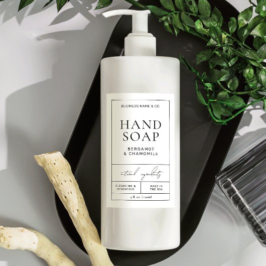 Modernes, einfaches Handseifenwaschetikett Wasserd Lebensmitteletikett