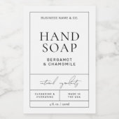 Modernes, einfaches Handseifenwaschetikett Wasserd Lebensmitteletikett (Einzelnes Label)