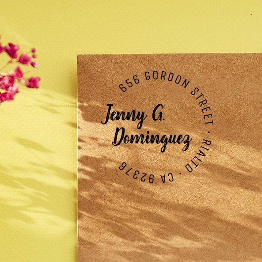 Modernes & einfaches Handwriting Runde Rücksendead Gummistempel