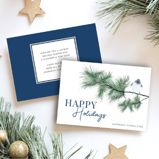 Modernes einfaches Happy Holidays Bluebird Busines Feiertagskarte