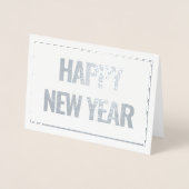 Modernes & einfaches Happy New Year Foto Silber Folienkarte (Vorderseite)