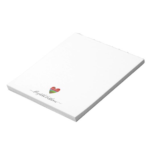 Modernes, einfaches Herz-Script-Editor Notizblock (Rotiert)