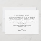 Modernes einfaches Hochzeitsfest-Foto Dankeskarte (Rückseite)