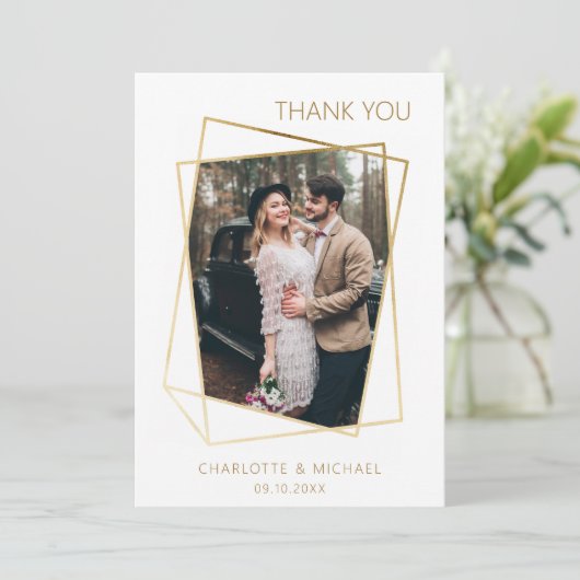 Modernes, einfaches Hochzeitsfest-Foto Dankeskarte (Stehend Vorderseite)