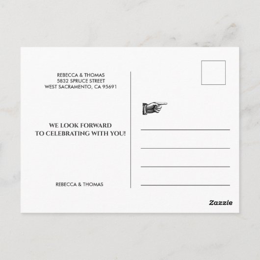 Modernes einfaches Hochzeitsgold Save the Date Postkarte (Rückseite)