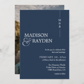 Modernes Einfaches Hochzeitsnacht-Monogramm-Foto Einladung (Vorne/Hinten)