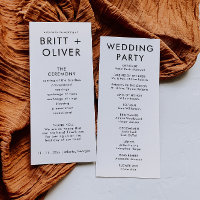 Modernes einfaches Hochzeitsprogramm