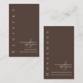 Modernes einfaches Hochzeitsregister - Land Braun Visitenkarte