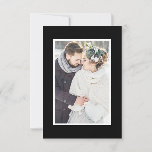 Modernes einfaches Hochzeitsschwarz-Foto Dankeskarte (Rückseite)