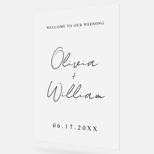 Modernes, einfaches Hochzeitswillkommen Acrylschild (Winkel)