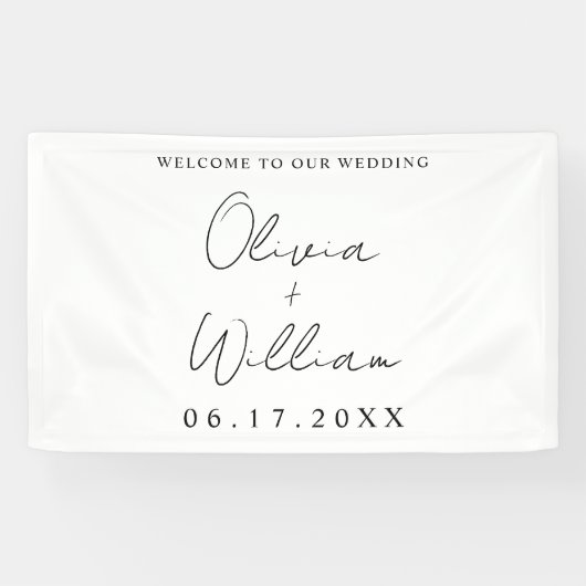 Modernes, einfaches Hochzeitswillkommen Banner (Horizontal)