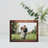 Modernes, einfaches Holz verändert das Date-Foto Postkarte (Stehend Vorderseite)