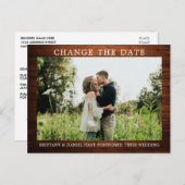 Modernes, einfaches Holz verändert das Date-Foto Postkarte (Vorne/Hinten)