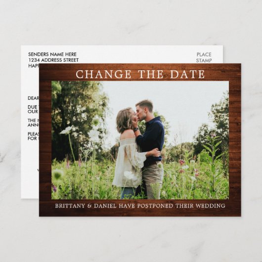 Modernes, einfaches Holz verändert das Date-Foto Postkarte (Vorne/Hinten)
