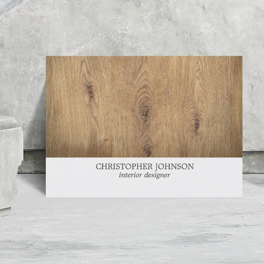 Modernes, einfaches Holzhellgraues Interieur Visitenkarte