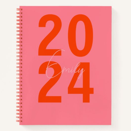 Modernes einfaches Jahr + Name Notizblock (Vorderseite)