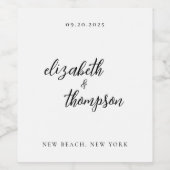 Modernes einfaches kalligrafisches Hochzeitweineti Weinetikett (Einzelnes Label)