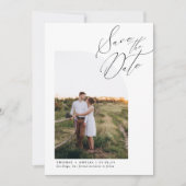 Modernes einfaches kalligraphisches Foto Save the Einladung (Vorderseite)