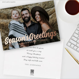 Modernes, einfaches, kursives Foto für die Begrüßu Folien Feiertagskarte