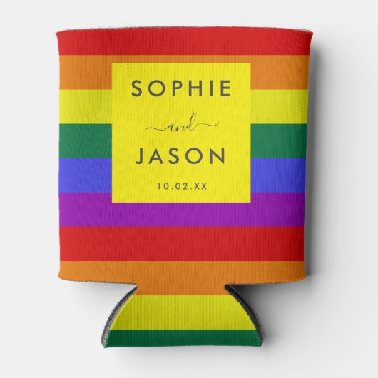 Modernes, einfaches LGBTQ-Hochzeitsskript Dosenkühler (Vorderseite)