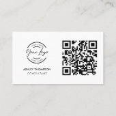 Modernes einfaches Logo Soziale-Ikonen QR-Code Sch Visitenkarte (Rückseite)