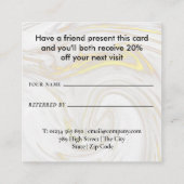 Modernes, einfaches Marmorgeschäft Empfehlungskarte (Rückseite)