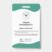 Modernes einfaches medizinisches ID-Abzeichen Ausweis (Rückseite)