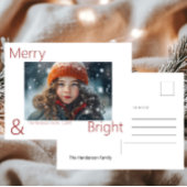 Modernes, einfaches Merry & Bright 1 Foto Postkarte