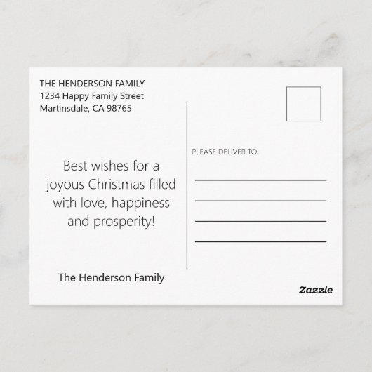 Modernes, einfaches Merry & Bright 1 Foto Postkarte (Rückseite)