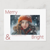 Modernes, einfaches Merry & Bright 1 Foto Postkarte (Vorderseite)