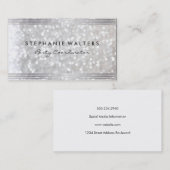 Modernes, einfaches Metallisches Silber und Glitze Visitenkarte (Vorne/Hinten)