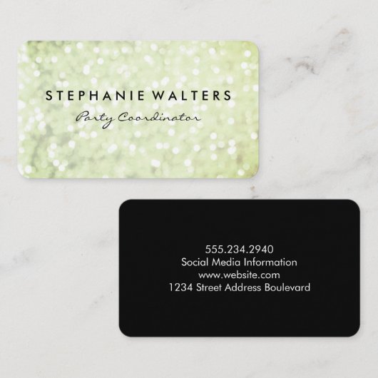 Modernes, einfaches Metallisches Silber und Glitze Visitenkarte (Vorne/Hinten)