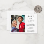 Modernes, einfaches MINI SIZE Foto Hochzeit rett D Mitteilungskarte (Vorderseite/Rückseite Beispiel)