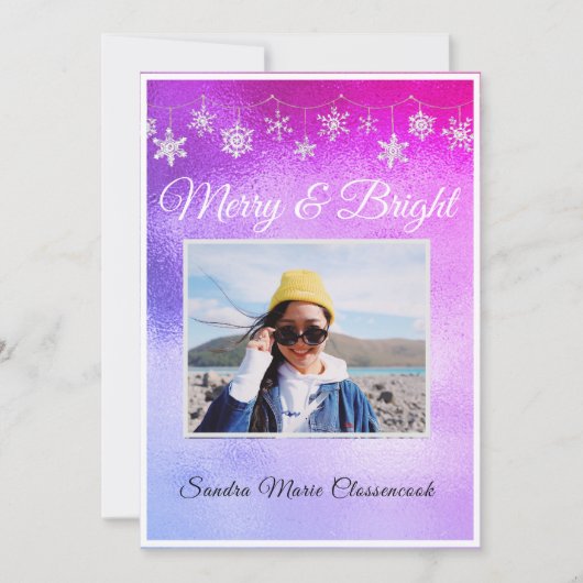 Modernes, einfaches Minimal Metalrosa und Lila (Vorderseite)