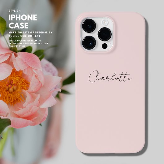 Modernes, einfaches Minimalistisch Blush-Script Pe Case-Mate iPhone Hülle