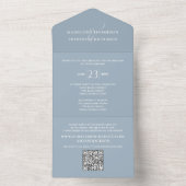 Modernes, einfaches Minimalistisch Dusty Blue | QR All In One Einladung (Innen Boden)