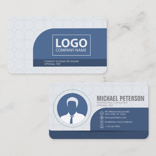 Modernes, einfaches Minimalistisch sauberes Blau B Visitenkarte (Vorne/Hinten)